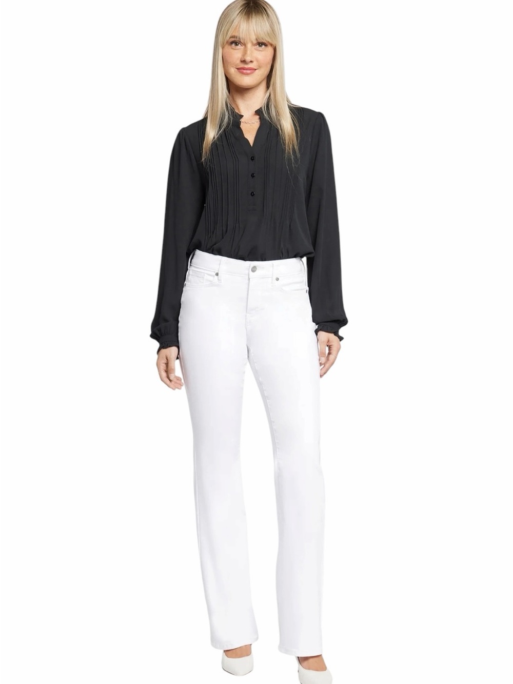 NYDJ white high rise flare jeans